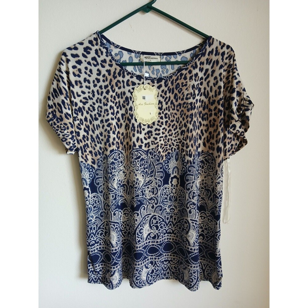 ACE Fashion  Size Large Shirt Top Short Sleeve Women's NWT